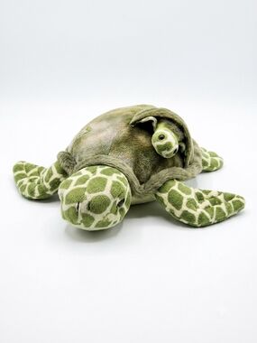 Surf Style Green Plush Sea Turtle with Baby - Soft Stuffed Animal